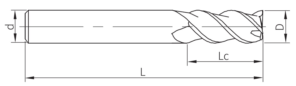 3 Flute Flat End Mill