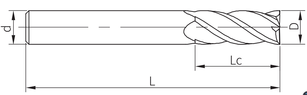 4 Flute Flat End Mill